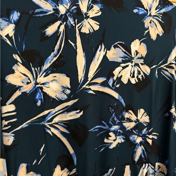 Eliza J Size 18W Emerald Green Floral Print Collared Wrap Dress - Picture 13 of 14